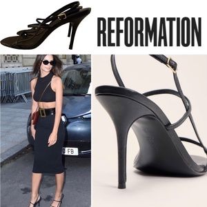 REFORMATION Isabelle Heel Strappy Sandal BLACK Size 7 1/2.